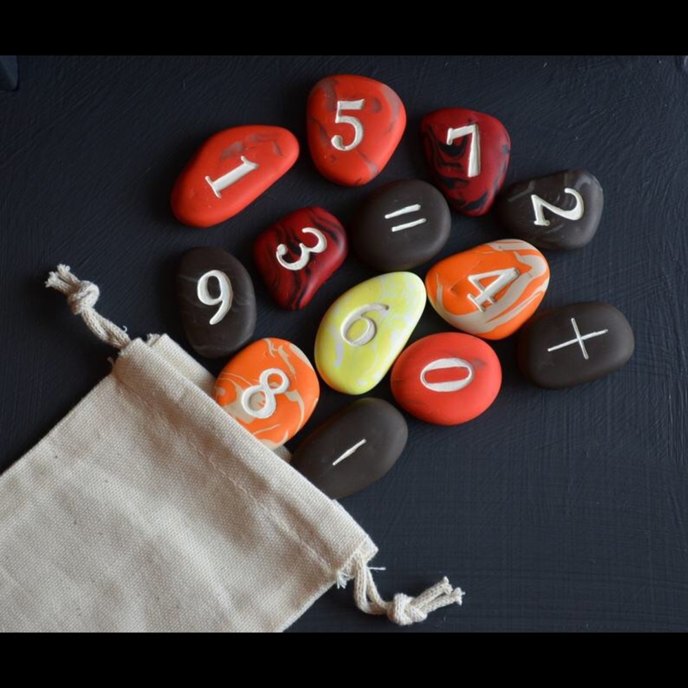 Handmade Red, Orange & Brown Numbered Rocks